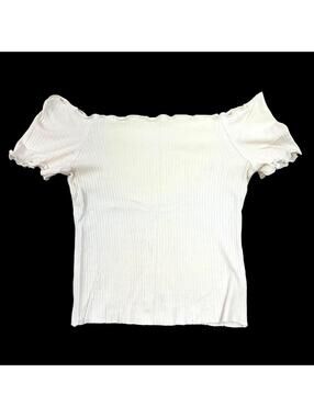 Apple Off the Shoulder Ribbed Top